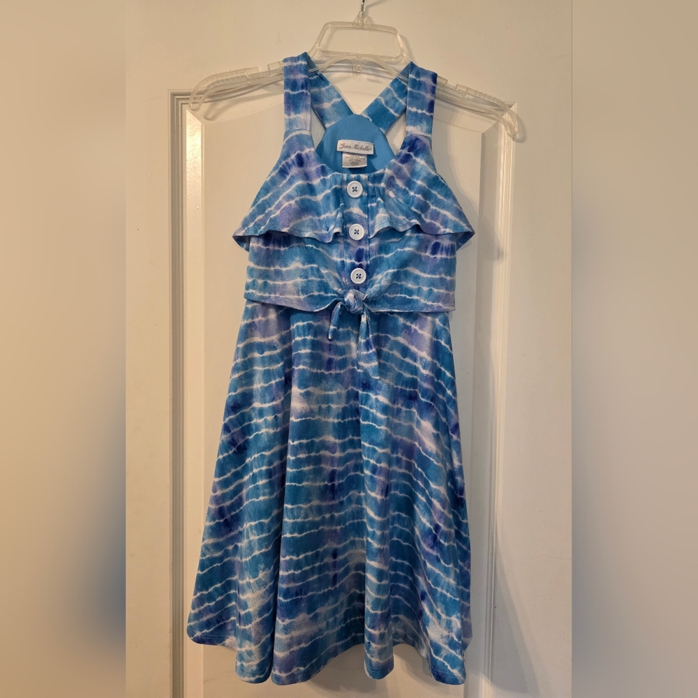 Jona Michelle Blue and White Tie-Dye Dress